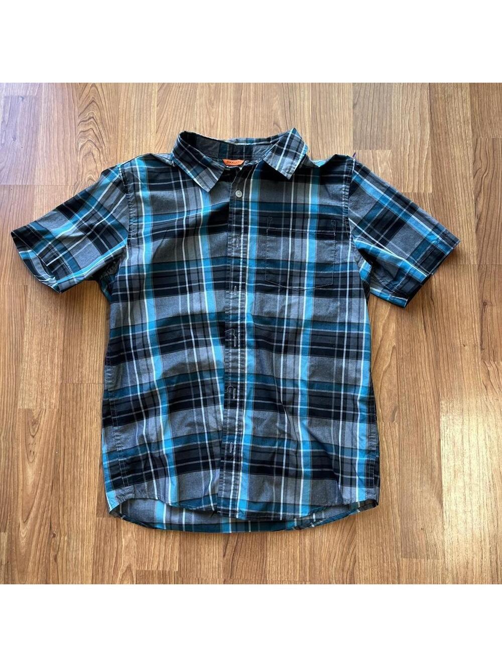 Women’s vintage baby blue plaid button up shirt Size S
